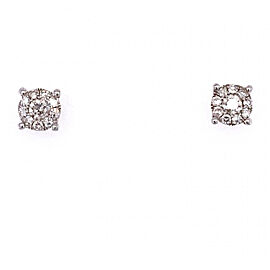0.26ctw Magnificent Round Diamond Cluster Stud Earrings 14K White Gold