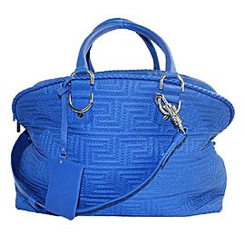 Versace Gianni Athena Vanitas Couture Greece Women Msml2 Blue Leather Satchel