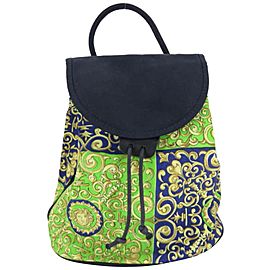 Versace Medusa Paisley Pattern 867046 Green Canvas Backpack