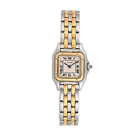 Cartier Small Panthere Two Tone 18k Yellow Gold and Steel Quartz Womens Watch