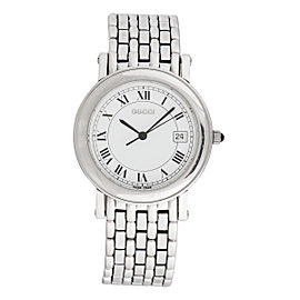 Gucci 7400M Stainless Steel & Leather White Roman Dial 34mm Womens Watch