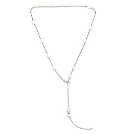 Mikimoto 18k White Gold & Pearls in Motion Diamond Necklace